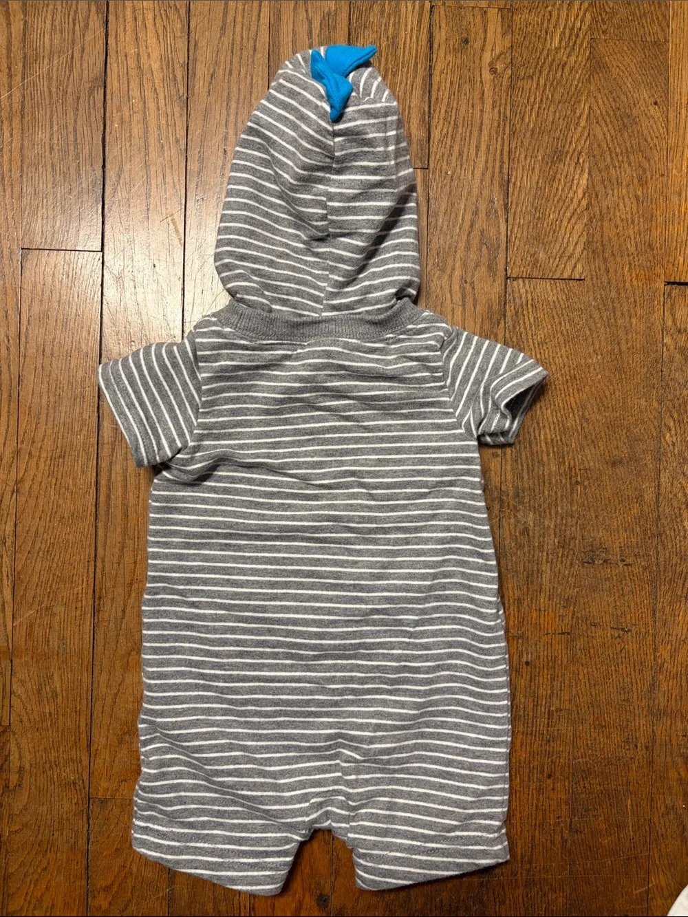 Carter's Gray Striped Hooded Romper & White Navy Whale Bodysuit Set